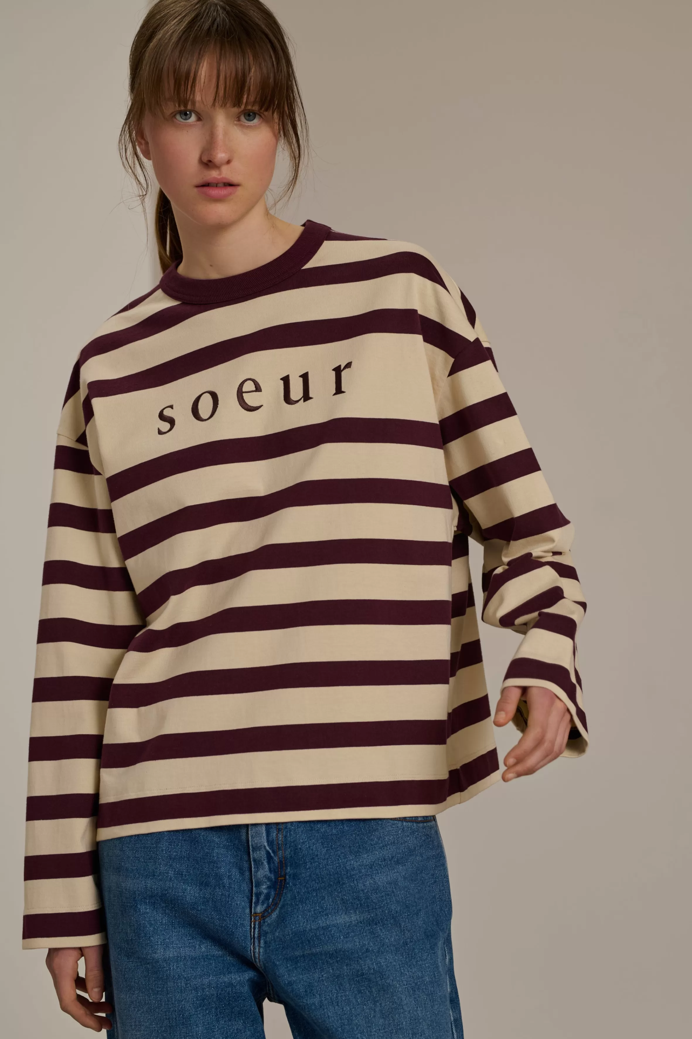 Fashion Soeur tee-shirt archie écru/prune